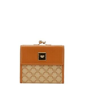 Celine Macadam tri fold wallet beige brown leather